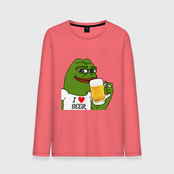 Лонгслив хлопковый мужской Drink Pepe, цвет: коралловый