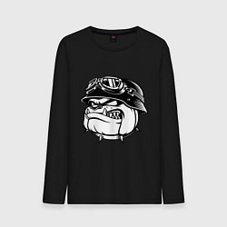 Лонгслив хлопковый мужской Evil bulldog head, цвет: черный