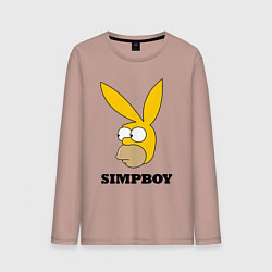 Лонгслив хлопковый мужской Simpboy - rabbit Homer, цвет: пыльно-розовый