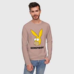 Лонгслив хлопковый мужской Simpboy - rabbit Homer, цвет: пыльно-розовый — фото 2