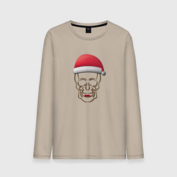 Мужской лонгслив Череп в колпаке санты