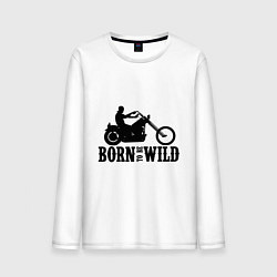 Лонгслив хлопковый мужской Born to be wild, цвет: белый