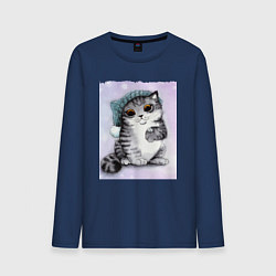 Мужской лонгслив Новогодний котёнок