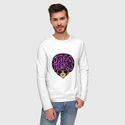 Лонгслив хлопковый мужской Funky monkey, цвет: белый — фото 2