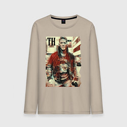 Лонгслив хлопковый мужской Том Харди - кинозвезда, цвет: миндальный