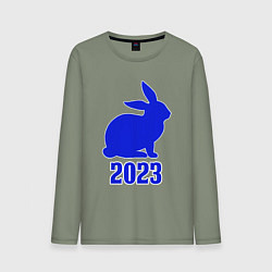 Лонгслив хлопковый мужской 2023 силуэт кролика синий, цвет: авокадо