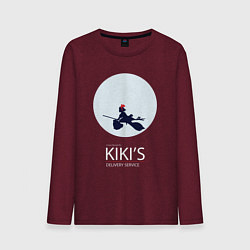 Лонгслив хлопковый мужской Ghibli - Kikis delivery service, цвет: меланж-бордовый