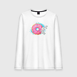 Мужской лонгслив Серый зайчик розовым пончиком