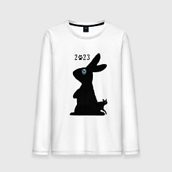Лонгслив хлопковый мужской Кот и кролик 2023, цвет: белый
