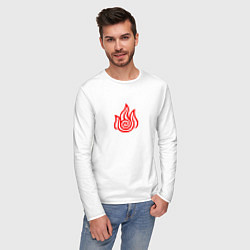 Лонгслив хлопковый мужской Рисованный символ народа огня, цвет: белый — фото 2