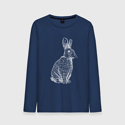 Лонгслив хлопковый мужской Нарисованный кролик, цвет: тёмно-синий