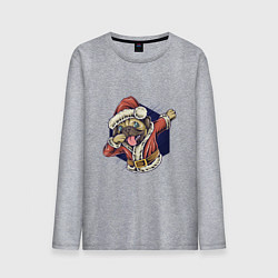 Лонгслив хлопковый мужской New year pug, цвет: меланж