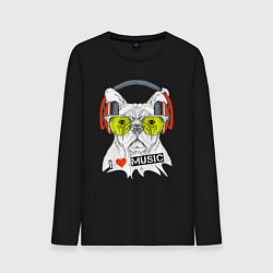 Мужской лонгслив Бульдог в наушниках и очках