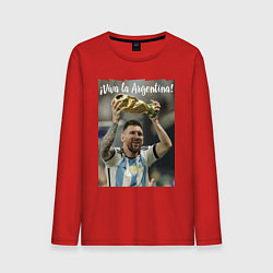 Лонгслив хлопковый мужской Lionel Messi - world champion - Argentina, цвет: красный