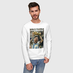 Лонгслив хлопковый мужской Lionel Messi - world champion - Argentina, цвет: белый — фото 2