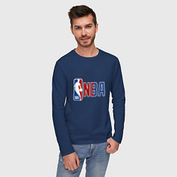 Лонгслив хлопковый мужской NBA - big logo, цвет: тёмно-синий — фото 2