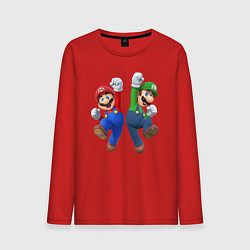 Лонгслив хлопковый мужской Марио и Луиджи, цвет: красный