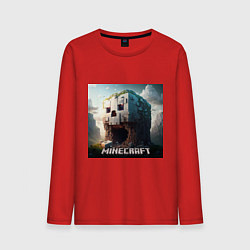 Лонгслив хлопковый мужской Жуткая пещера Minecraft, цвет: красный