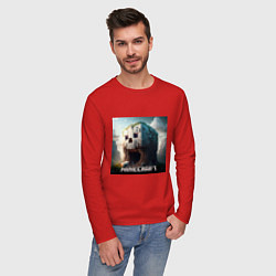 Лонгслив хлопковый мужской Жуткая пещера Minecraft, цвет: красный — фото 2