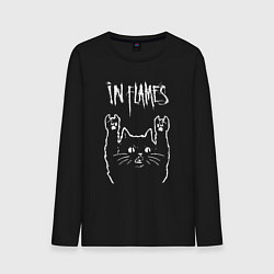 Лонгслив хлопковый мужской In Flames рок кот, цвет: черный