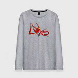 Лонгслив хлопковый мужской Сердце с кинжалом и розой, цвет: меланж