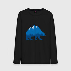 Лонгслив хлопковый мужской Bear mountains, цвет: черный