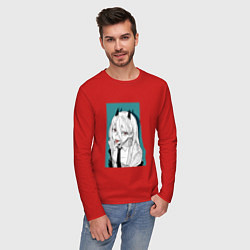 Лонгслив хлопковый мужской Пауэр Человек-Бензопила, цвет: красный — фото 2