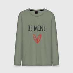 Лонгслив хлопковый мужской Be mine - doodle heart, цвет: авокадо
