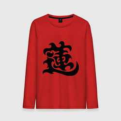 Лонгслив хлопковый мужской Японский иероглиф - Лотос, цвет: красный