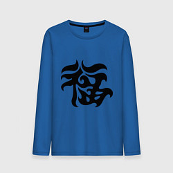 Лонгслив хлопковый мужской Японский иероглиф - Удача цвета синий — фото 1