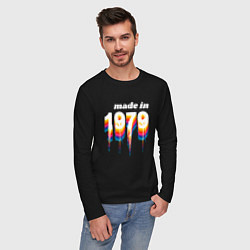 Лонгслив хлопковый мужской Made in 1979 liquid art, цвет: черный — фото 2