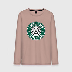 Лонгслив хлопковый мужской I need my cofee, цвет: пыльно-розовый