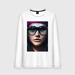 Мужской лонгслив Девушка в стиле киберпанк