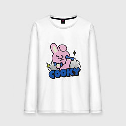 Лонгслив хлопковый мужской Cooky BT21 Jungkook, цвет: белый