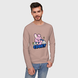 Лонгслив хлопковый мужской Cooky BT21 Jungkook, цвет: пыльно-розовый — фото 2
