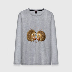 Лонгслив хлопковый мужской Два влюбленных ежика, цвет: меланж