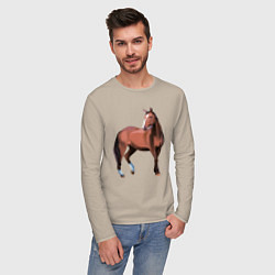 Лонгслив хлопковый мужской Тяжелая теплокровная, цвет: миндальный — фото 2