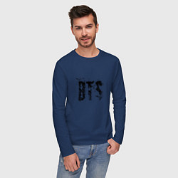 Лонгслив хлопковый мужской BTS logo, цвет: тёмно-синий — фото 2