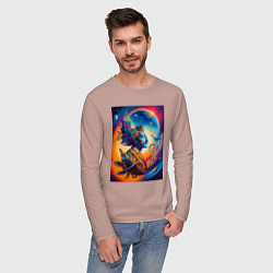 Лонгслив хлопковый мужской Salvador Dali - space portrait - neural network, цвет: пыльно-розовый — фото 2