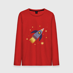 Мужской лонгслив Космическая ракета и звезды