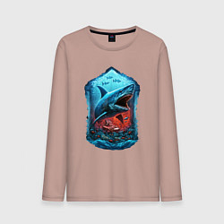 Мужской лонгслив Огромная акула Мегалодон