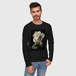 Лонгслив хлопковый мужской Белая роза, цвет: черный — фото 2