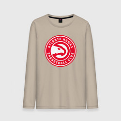 Лонгслив хлопковый мужской Atlanta hawks basketball, цвет: миндальный