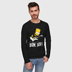 Лонгслив хлопковый мужской Bon Jovi Барт Симпсон рокер, цвет: черный — фото 2