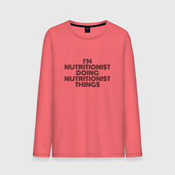 Лонгслив хлопковый мужской Im doing nutritionist things, цвет: коралловый