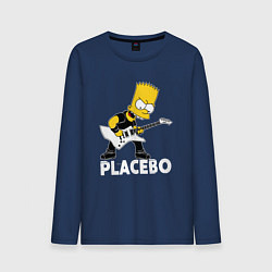 Лонгслив хлопковый мужской Placebo Барт Симпсон рокер, цвет: тёмно-синий
