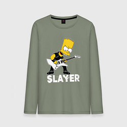 Лонгслив хлопковый мужской Slayer Барт Симпсон рокер, цвет: авокадо