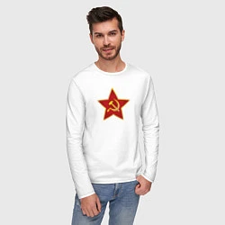 Лонгслив хлопковый мужской СССР звезда, цвет: белый — фото 2