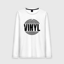 Лонгслив хлопковый мужской Vinyl надпись с пластинкой, цвет: белый