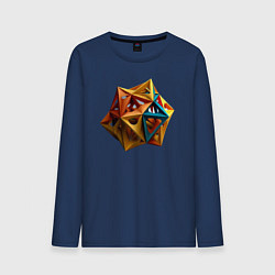 Лонгслив хлопковый мужской Геометрический многоугольник, цвет: тёмно-синий